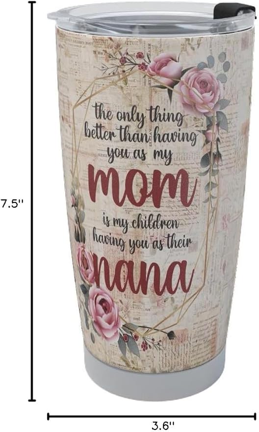 Macorner Mothers Day Gift for Nana & Mom From Daughter, Son for Grandma - Stainless Steel Bear Tumbler 20oz for Women - Bloomnest