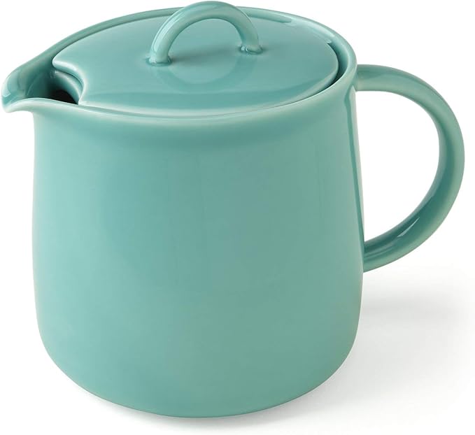 Fourlife 620Sfm 620Sfm Ceramic Teapot, 1.9 fl oz (591 ml), 3 Cups, Includes Tea Infuser, Microwave and Dishwasher Safe, Green, Green, Seafoam - Bloomnest