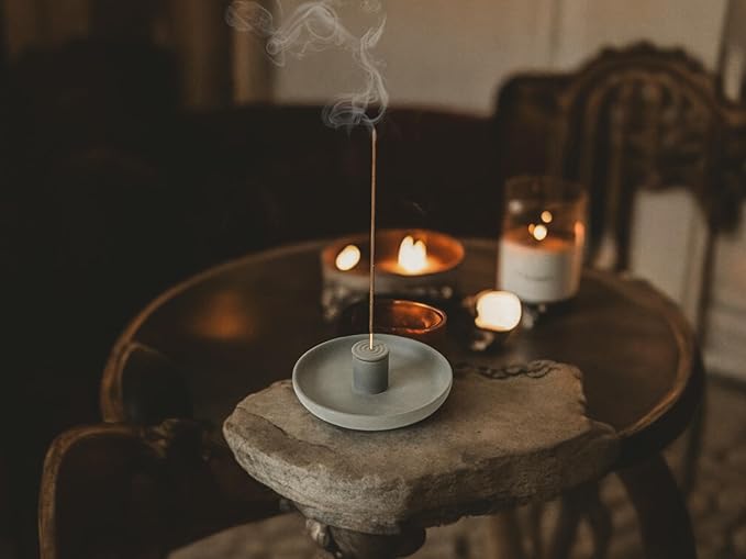 4 in 1 Incense Burner Holder - Multi-Purpose Ceramic Incense Stick Holder, Palo Santo Holder for Clean Burning, Sage Meditation Burner Set, Candle Holder for Aromatherapy (Matte Charcoal Black) - Bloomnest