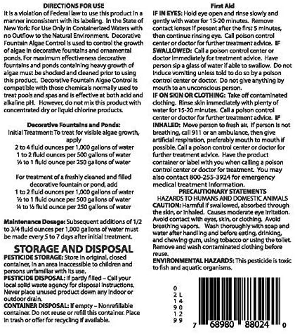Fountain Algaecide and Clarifier - 64oz - Kills and Inhibits All Types of Algae Growth, Formulated for Small Ponds and Water Features, Treats up to 64,000 Gallons - Bloomnest