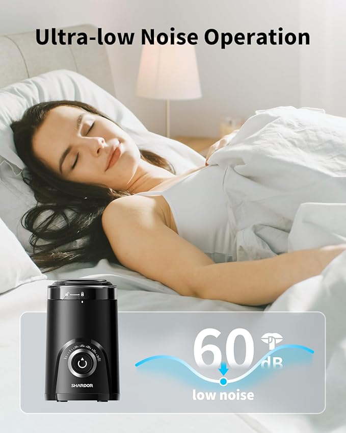 SHARDOR Electric Super Silent Blade Coffee Grinder, Timed Grind Control Rotary Knob, Adjustable Coarse to Fine for Coffee Beans, Spices & Herbs, Black - Bloomnest