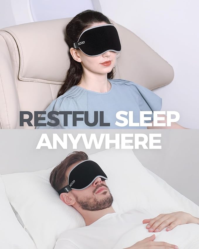 MZOO Luxury Sleep Mask for Back, Side Sleeper, Complete Light Blocking Sleeping Eye Mask Night Blindfold, 3D Zero Pressure & Spacious for Lash Extensions, Breathable Soft Eye Cover Flight Nap Travel - Bloomnest