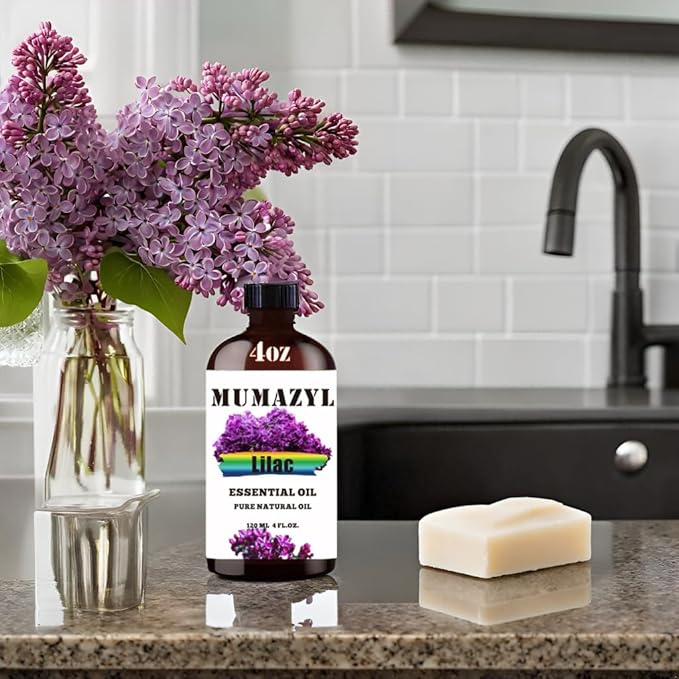 Lilac Essential Oil, Lilac Oil 4 Fl Oz 120ML for Diffuser Humidifier Yoga Cleaning DIY Candle Soap Making Essential Oils - Bloomnest