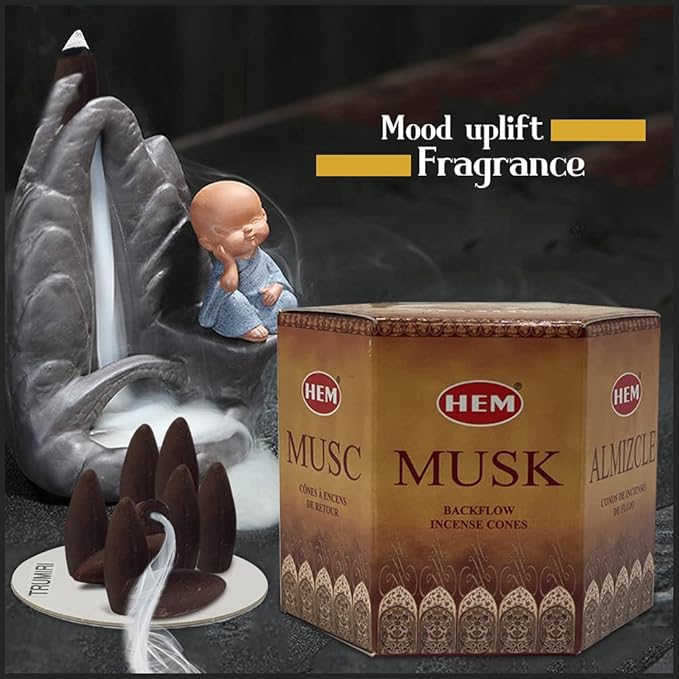 TRUMIRI Musk Backflow Incense Cones For Waterfall And Mat Bundle Inciensos Aromaticos|Incienso|Inciense|Insienso
