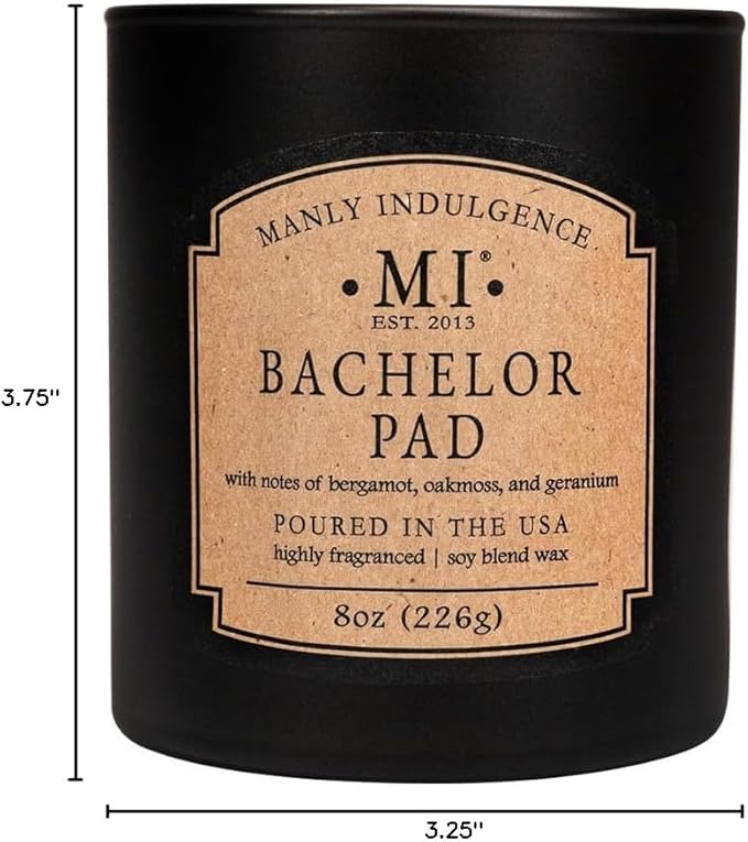 Manly Indulgence Bachelor Pad Scented Candles for Men, Premium Soy Blend Wax, 45H Burn, Candles for Home Scented, Gift-Ready Packaging - Made in The USA - Bloomnest