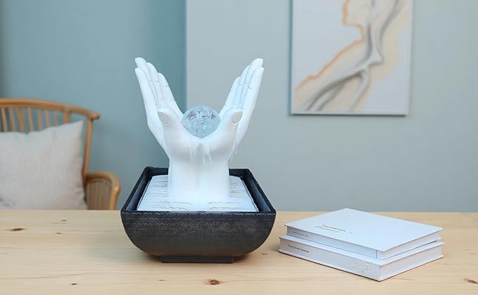 Indoor Water Fountain, Small Water Fountain Indoor, Indoor Water Feature with Desk Waterfall, Zen Table Top Fountains for Home Office Desk Decor, Mini Tabletop Fountains(White) - Bloomnest