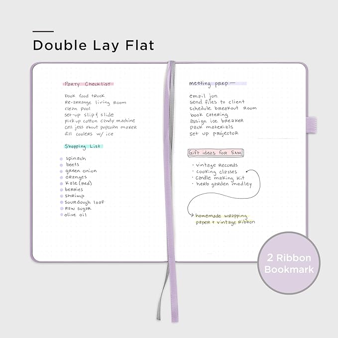 &And Per Se Dotted Journal Notebook for Women&Men with Pattern, A5 Leather Hardcover, 160 Pages 100GSM Thick Dotted Paper, 3 Sheets of Stickers Included(Lavender) - Bloomnest