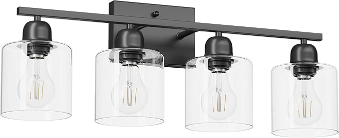 Modern 4 Light Bathroom Light Fixtures, 24 inch Bathroom Vanity Light with Clear Glass for Mirror Kitchen Living Room Hallway Cabinet Porch - Bloomnest