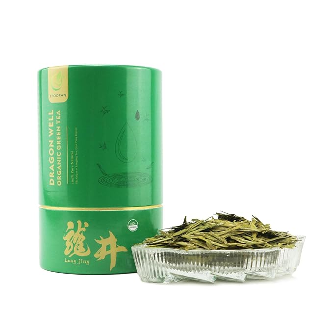EFOOFAN USDA Certified Organic Longjing Green Tea Loose Leaf, 3oz, Buds Leaves Hand-Picked, Authentic Chinese Dragonwell Tea Origin, Premium and Edible Long Jing - Bloomnest