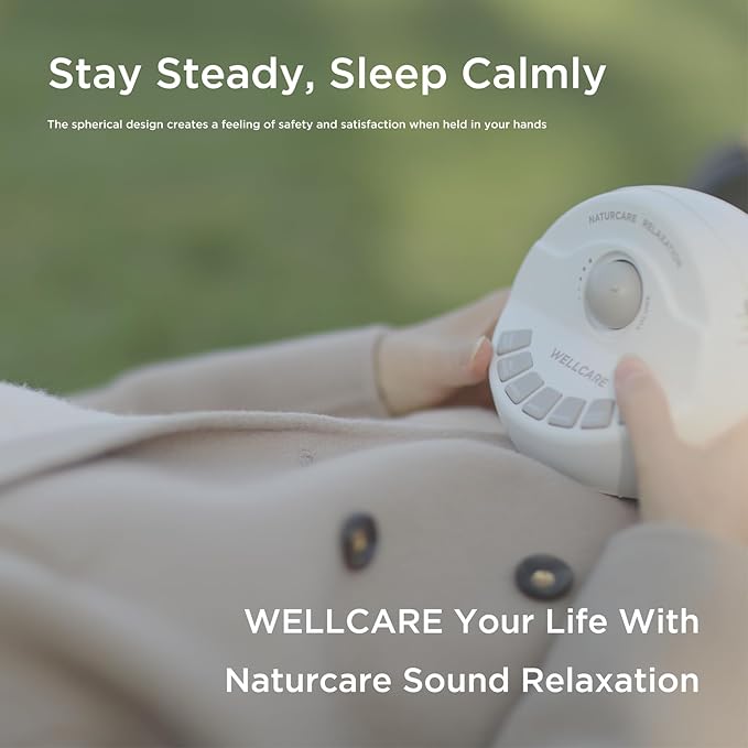 WELLCARE-Naturcare Sound Relaxation, White Noise, 7 Nature Sounds, Sleep Sound Machine, Calm Infants, for Baby, Kids, Adult. Stepless Volume, Timer, Powered by Adapter(Incl.) or Batteries(Not Incl.) - Bloomnest