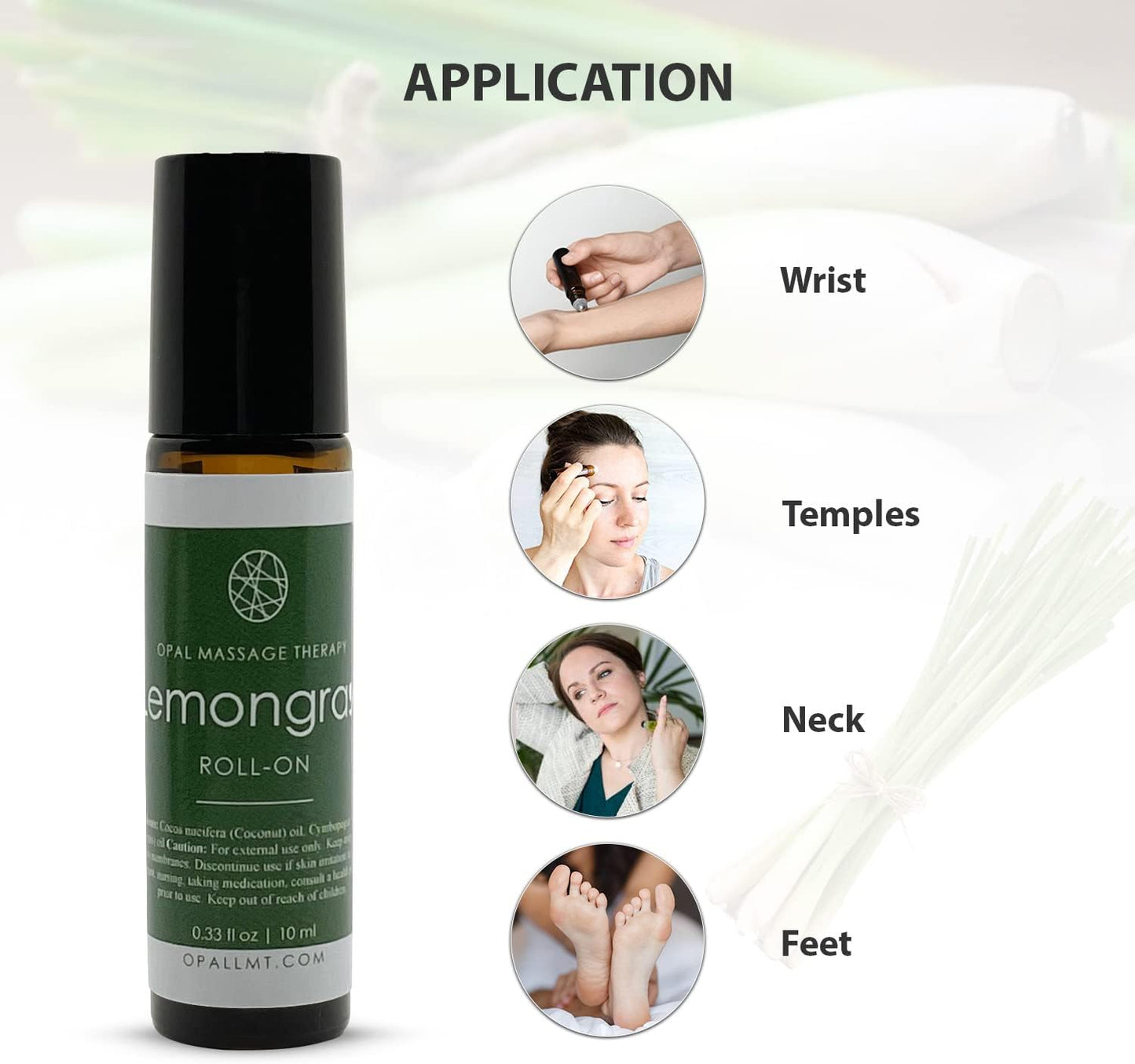 Premium Essential Oil Roll On Opal Massage Therapy (Lemongrass)