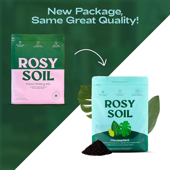 Rosy Soil Indoor Potting Soil for House Plants - Organic Potting Soil Mix for Indoor Plants - Enriched w/Root-Boosting Biochar for Foliage Plants, Flowers, Herbs - Peat Free, Less Prone to Gnats - 8qt - Bloomnest