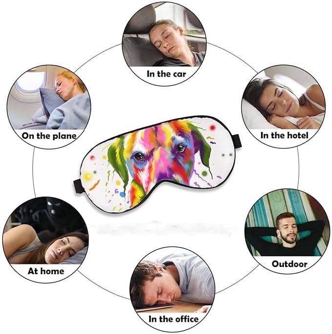 Dog Sleep Eye Mask Watercolor Animals Men Women Sleep Mask with Adjustable Strap Eye Cover Eye Shade for Travel, Nap,Meditation - Bloomnest