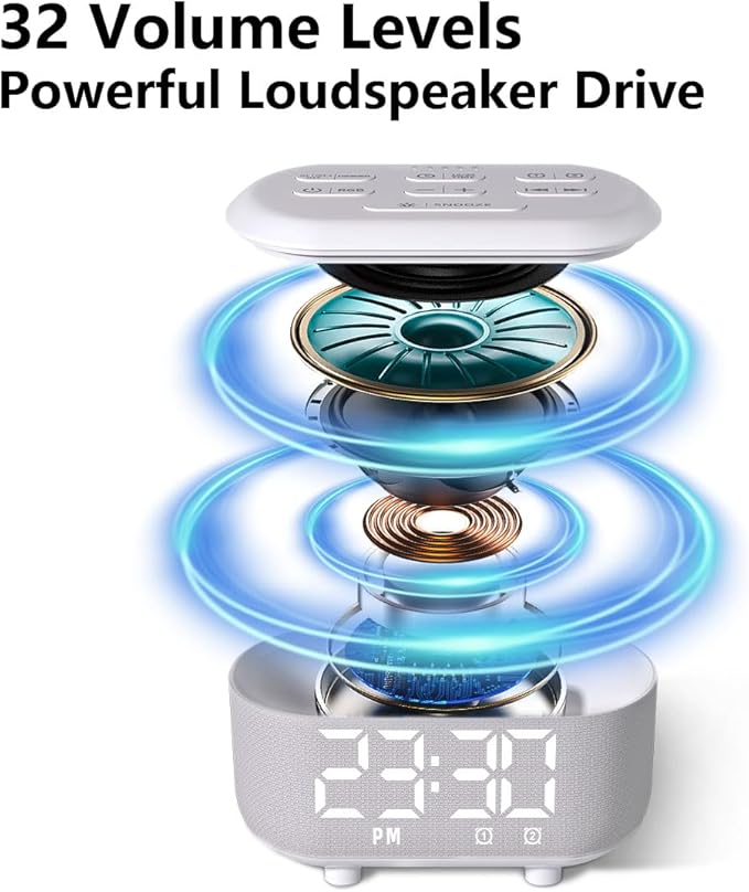 Brown Noise Machine Small Digital Alarm Clock Sound Machine for Bedrooms White Noise Machine Night Light Plug in Desk Clock with 30 Wake up Sounds Clock for Kids Heavy Sleepers Snooze 32 Levels Volume