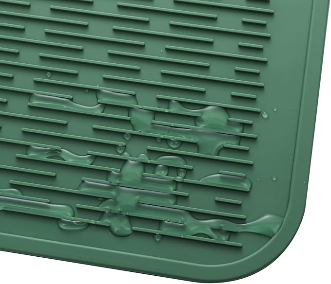 Silicone Dish Drying Mat for Multiple Usage,Easy clean,Eco-friendly,Heat-resistant Silicone Mat for Kitchen Counter or Sink,Refrigerator or Drawer Liner Green 3XL 28 inches x 18 inches - Bloomnest