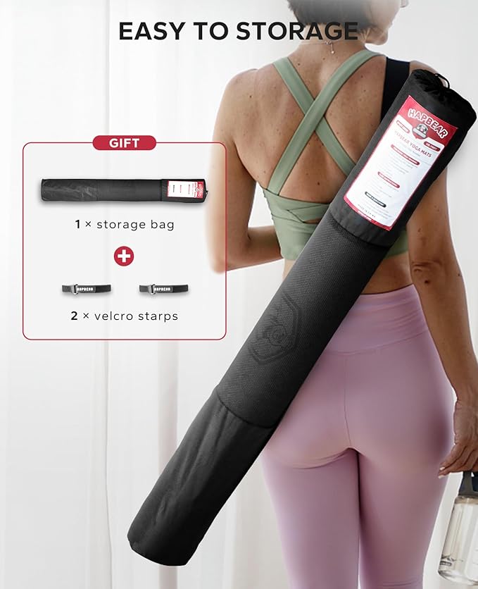 HAPBEAR Extra Large Yoga Mat - 72"x48"/78"x54", 1/4" & 1/3" Thick, Non-Slip, Durable, Eco-Friendly, Wide Exercise Mat for Home Workouts, Yoga, Pilates, Stretching, Meditation (Barefoot Exercise) - Bloomnest
