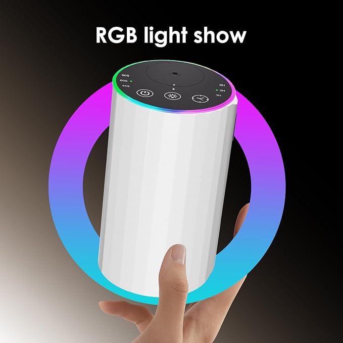 Waterless Essential Oil Diffuser, 7 Colors LED Light, Battery Powered Mini Scent Air Machine, Aromatherapy Mist Diffuser for Home Room Car Office (2452white) - Bloomnest