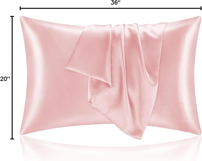 BEDELITE Satin Pillowcase for Hair and Skin, Super Soft and Cooling Similar to Silk Pillow Cases 2 Pack with Envelope Closure, Gift for Women Men(20"x36" King Size, Pink) - Bloomnest