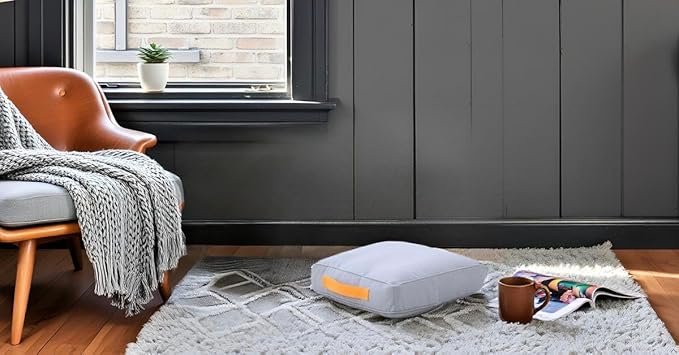 Large Floor Pillow Meditation Cushion Square Floor Cushions for Adults,Premium Washable Outdoor Cushions Seat-Yoga Pillows for Sitting on Floor 18" Grey