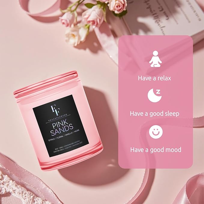 Pink Sand Scented Candle, 2-Wick Luxury Soy Wax Candle, 9 oz Aromatherapy Candle Home Fragrance Candles Gift - Bloomnest