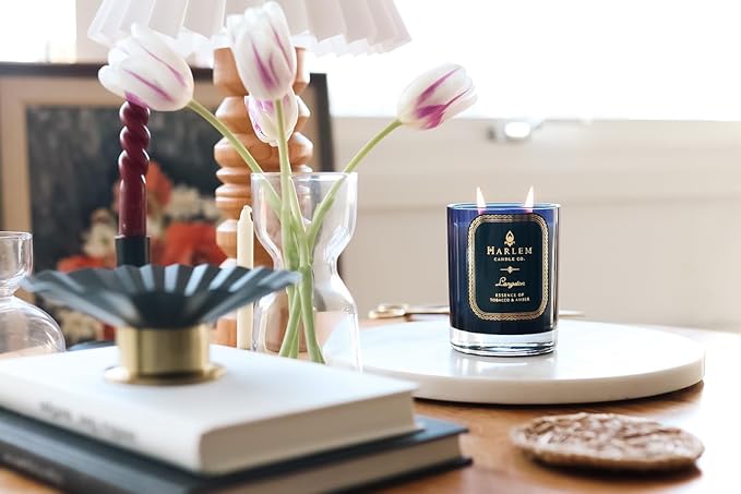 HARLEM CANDLE CO. Langston - Luxury Scented Soy Candle, 11 oz - 80-Hour Burn Time | Jasmine, Sandalwood, Nutmeg, Clove, Vanilla, Leather | Scented Candles for Home - Bloomnest