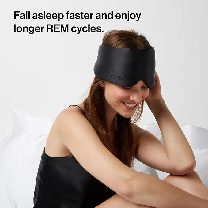 Dore & Rose Deep Sleep Mask Light Blocking, 23 Momme Mulberry Silk Eye Mask, Ultra Soft, Adjustable - Travel Sleeping Mask for Men & Women - Black - Bloomnest