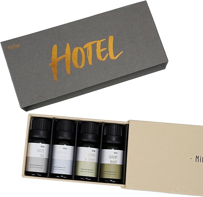 Hotel Fragrance Diffuser Oil Gift Set - Premium 6 x 10 ml, 0.34 fl oz, MitFlor Luxury Hotel Essential Oils Diffuser Scents - Inspired by The Hilton, Marriott, Shangri-La, Four Seasons, and W Hotel - Bloomnest