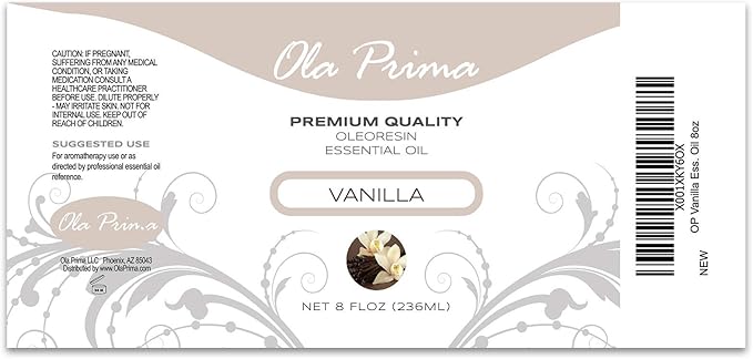 Ola Prima Vanilla Essential Oil 8oz Therapeutic for Aromatherapy - 8 Fluid Ounces - Bloomnest