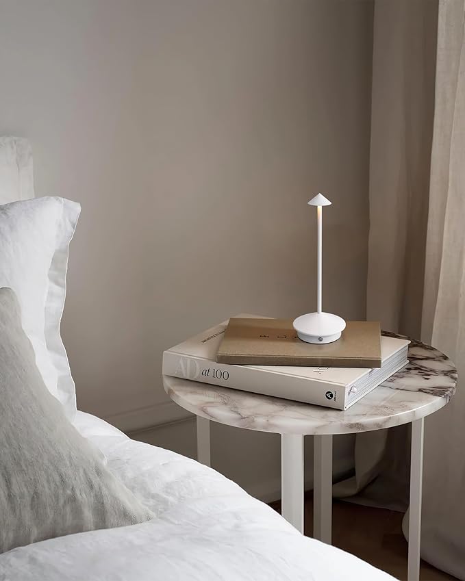 Modern Cordless Table Lamp Set of 2, Portable LED Desk Lamps, 5000mAh Rechargeable Battery Operated Lighting for Bedroom Dining Room Restaurant Coffee Shop Camping Night Light (White) - Bloomnest