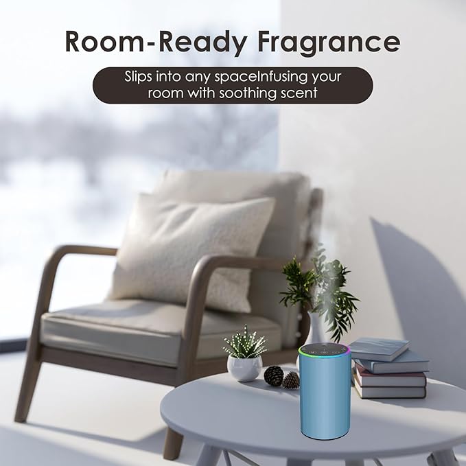Waterless Essential Oil Diffuser, Battery Powered Mini Scent Air Machine, Aromatherapy Mist Diffuser for Home Room Car Office (Blue) - Bloomnest