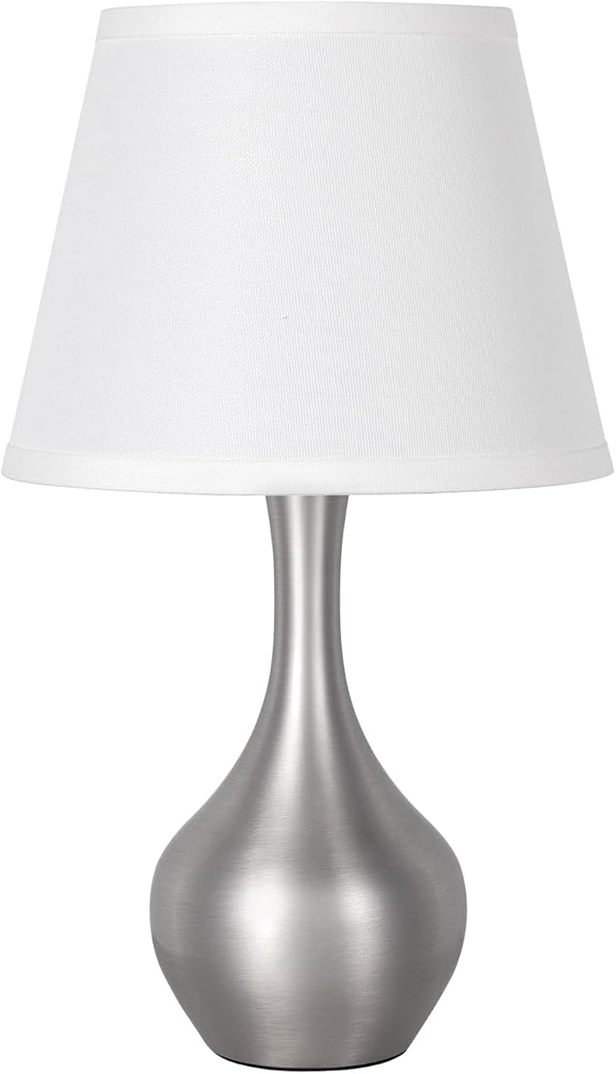 Seealle Touch Table Lamp for Bedroom, 3-Way Dimmable Small Bedside Lamps for Night Stands with Wires, Silver Desk Lamp for Kids Room, Office, Living Room, End Table(LED Bulb Included) - Bloomnest