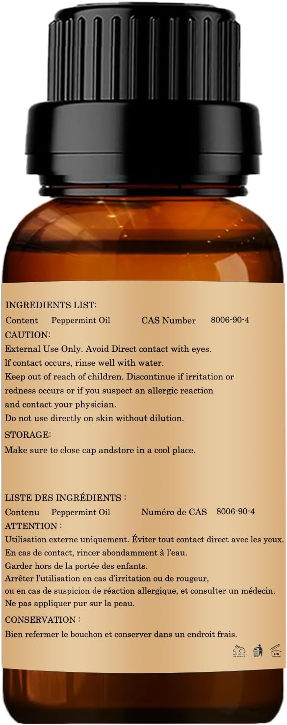 Peppermint Essential Oils 10ML, 100% Pure and Natural Essential Oil for Aromatherapy Diffuser - 0.33 Fl Oz/Peppermint WUVEZRUB