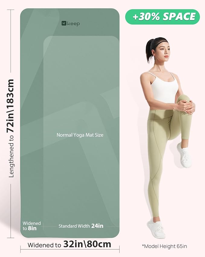 KEEP Yoga Mat, 32" Extra Wide Exercise Mat with Strap for Men and Women, 7mm Thick Double-Sided Non-Slip Eco-friendly Yoga Mat for Pilates, Workout and Fitness - Bloomnest