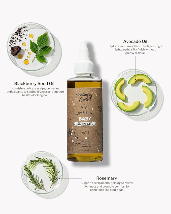Cristina's Curls Baby Hair & Scalp Oil – Lightweight Massage Oil To Loosen Dry Flakes And Seal Softness - Bloomnest