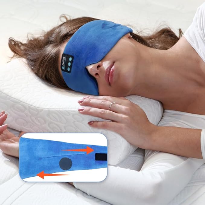 Joythink Sleep Headphones Bluetooth Headband Sleeping Eye Mask Kids Children Soft Wireless Sleep Headphones for Women Men Silk Speaker Bluetooth Earbuds for Side Sleeper Music Mask Cool - Bloomnest