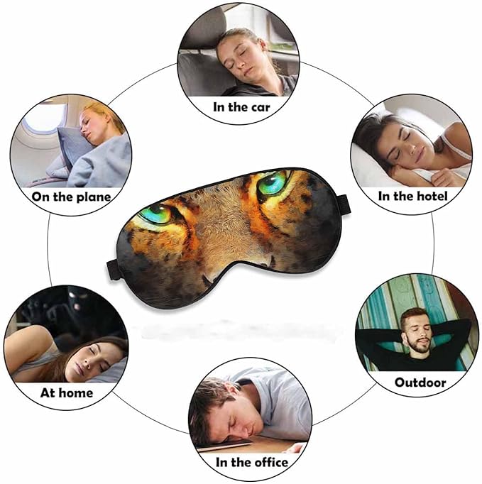 Cheetah Eyes Sleep Eye Mask Realistic Modern Abstract Animal Painting Men Women Sleep Mask with Adjustable Strap Eye Cover Eye Shade for Travel, Nap,Meditation - Bloomnest