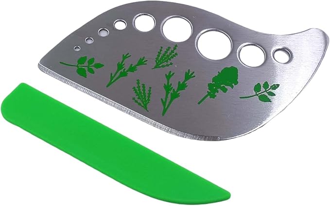 Herb Stripper Tool with 9 Sizing Holes Food-Grade Stainless Steel Leaf Remover for Cooking, Compact Kitchen Gadget with Blade & Safety Cover for collards parsley cilantro goji - Bloomnest