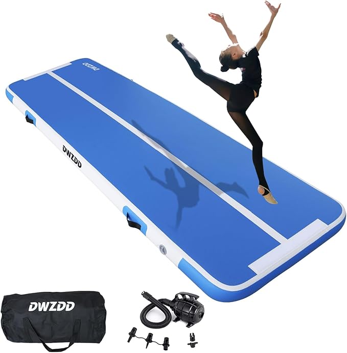 Dwzdd Gymnastics Air Mat 10ft/13ft/16ft/20ft Tumbling Mat Inflatable Gymnastics Tumble Track for Home/Gym/Training/Cheerleading/Water with Electric Pump - Bloomnest