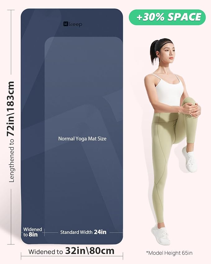 KEEP Yoga Mat, 32" Extra Wide Exercise Mat with Strap for Men and Women, 7mm Thick Double-Sided Non-Slip Eco-friendly Yoga Mat for Pilates, Workout and Fitness - Bloomnest