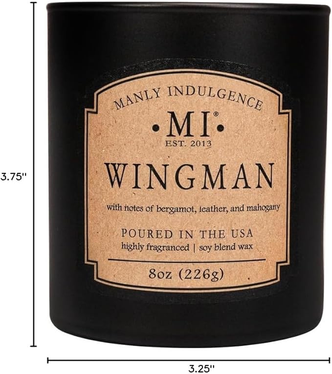 Manly Indulgence Wingman Scented Candles for Men, Premium Soy Blend Wax, 45H Burn, Candles for Home Scented, Gift-Ready Packaging - Made in The USA - Bloomnest