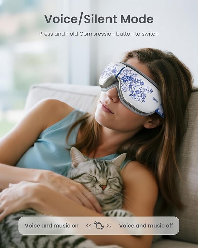 RENPHO Eyeris 1 Eye Massager with Heat, Christmas Birthday Gifts for Mom Dad Women Men Her Him, Sleep Mask with Heat Bluetooth Music, Relax Eye - Bloomnest