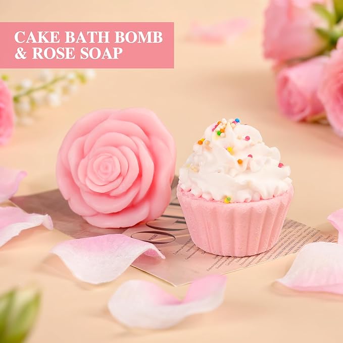 Birthday Gifts for Women - 13PCS Unique Happy Birthday Gifts Basket for Mom Her Best Friend Sister Wife Girlfriend Coworker - Relaxing Spa Self Care Package Get Well Soon Gifts Set (Rose) - Bloomnest