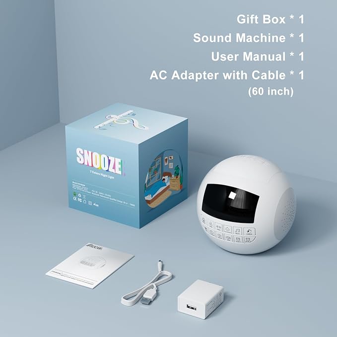 42 Sound White Noise Machine for Kids Adult Baby Sleeping + Bluetooth + Nightlight, Lullaby/Nature Soothing Sounds, 2 Alarm Clock for Bedroom Home, Adjustable Volume, 15-480 Timer, USB & AC Powered⦠- Bloomnest