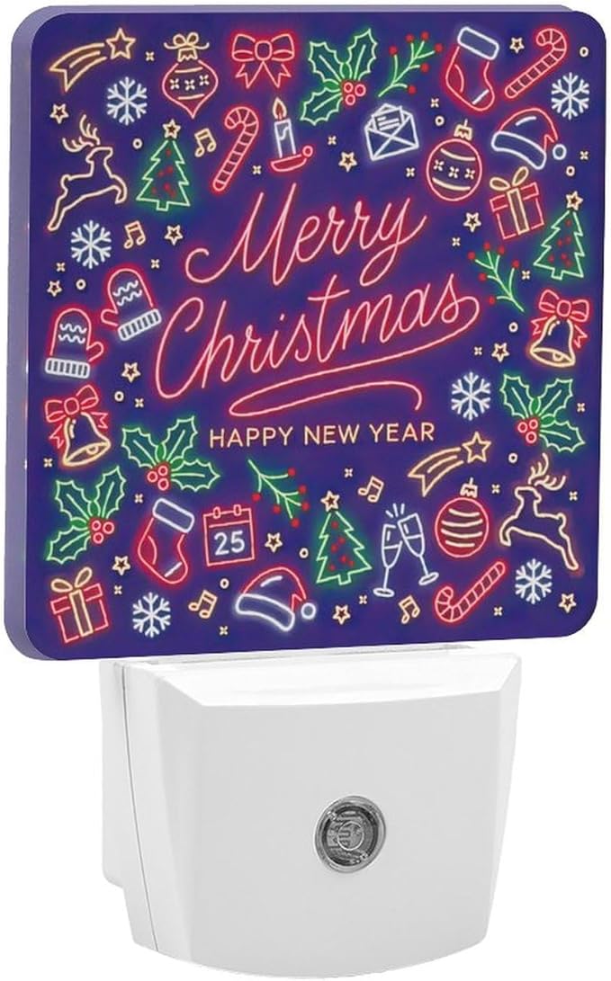 Merry Chrismas Night Light, Plug into Wall Decor Nightlights for Bedroom, Bathroom, Hallway, Kitchen, with Dusk to Dawn Light Auto Sensors LED Night Lights for Boys Girls Women Men Room Gifts - Bloomnest