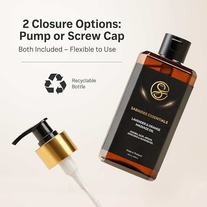 Aromatherapy Massage Oil - Lavender Oil & Orange 10 Fl Oz - Thai Body Oil for Massage Therapy with Jojoba, Avocado, Argan, Aloe, Almond β Relaxing Body Care & Self-Care - Bloomnest