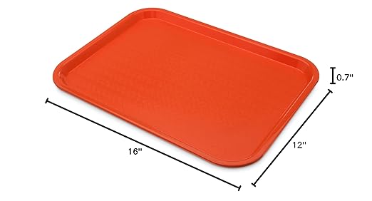 Carlisle FoodService Products CT121624 Cafe Standard Plastic Cafeteria/Fast Food Tray, NSF Certified, BPA Free, 16" Length x 12" Width, Orange (Pack of 24) - Bloomnest