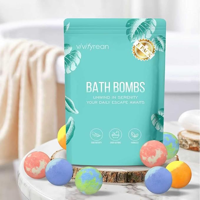 Bath Bombs for Women Gift Set, 8 Organic Bath Bombs Christmas Stocking Stuffers, Birthday Gift for Adults, Women, Relaxation Home SPA Bubble Bath, Self Care for Wife, Mother, Girlfriend - Bloomnest
