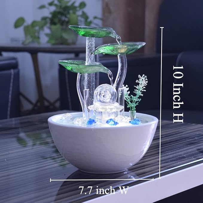 Ceramic Tabletop Desktop Modern Fountain with Ball for Indoor Table Desk Office and Home Decoration White - Bloomnest
