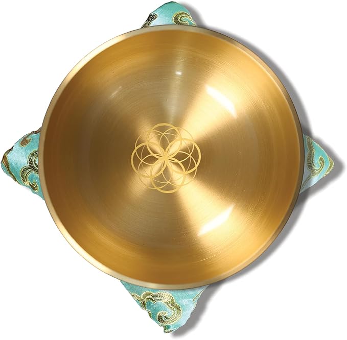 ZENPROSPERA Tibetan Singing Bowl Set – 6-Inch Sound Bowl for Meditation, Relaxation & Chakra Healing | The ZenRise Bowl - Flower of Life Edition - With Mallet, Gift Box, & Cushion - Bloomnest