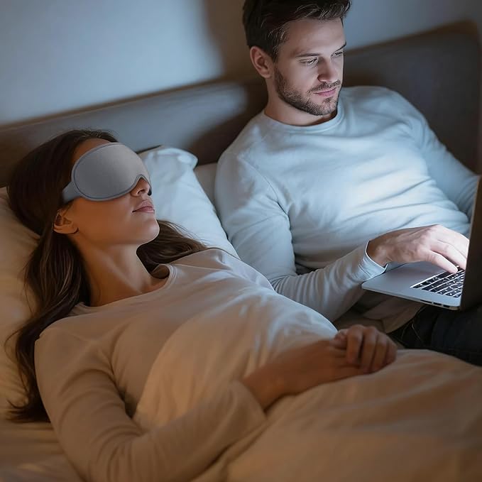 Sleep Mask for Men Women - 100% Blackout Eye Masks for Sleep - 3D Soft Sleeping Mask for Side Sleepers - Zero Pressure Lash Extensions Eye Cover Shade for Airplane Travel Essentials, Grey - Bloomnest